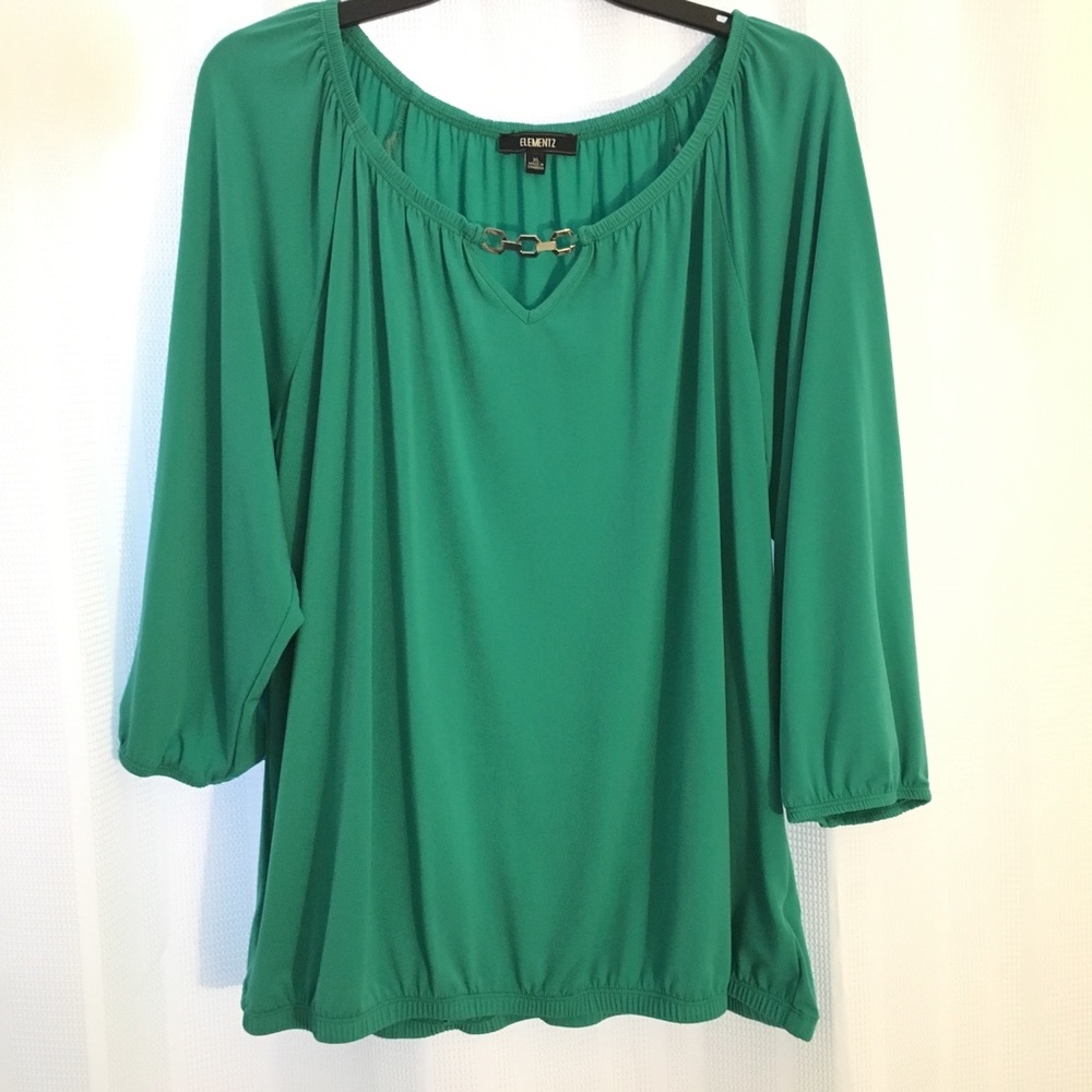 Pullover blouse with metallic accent